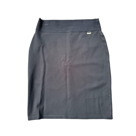 Calvin Klein Womens Black Power Stretch Skirt XL With Mesh Waistband & Back Slit - Picture 1 of 6